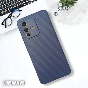 Dark Blue Line Wave Silicone Case for Vivo V23