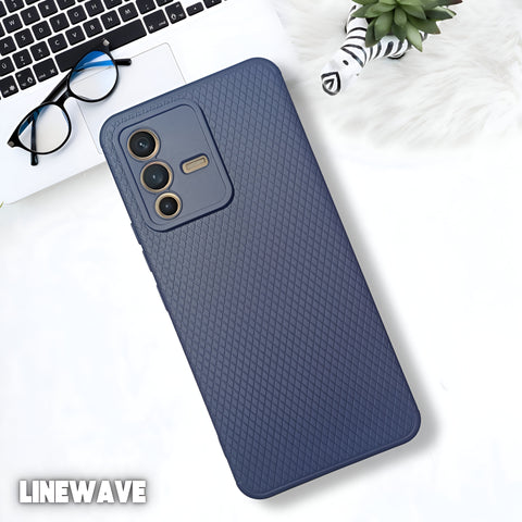 Dark Blue Line Wave Silicone Case for Vivo V23