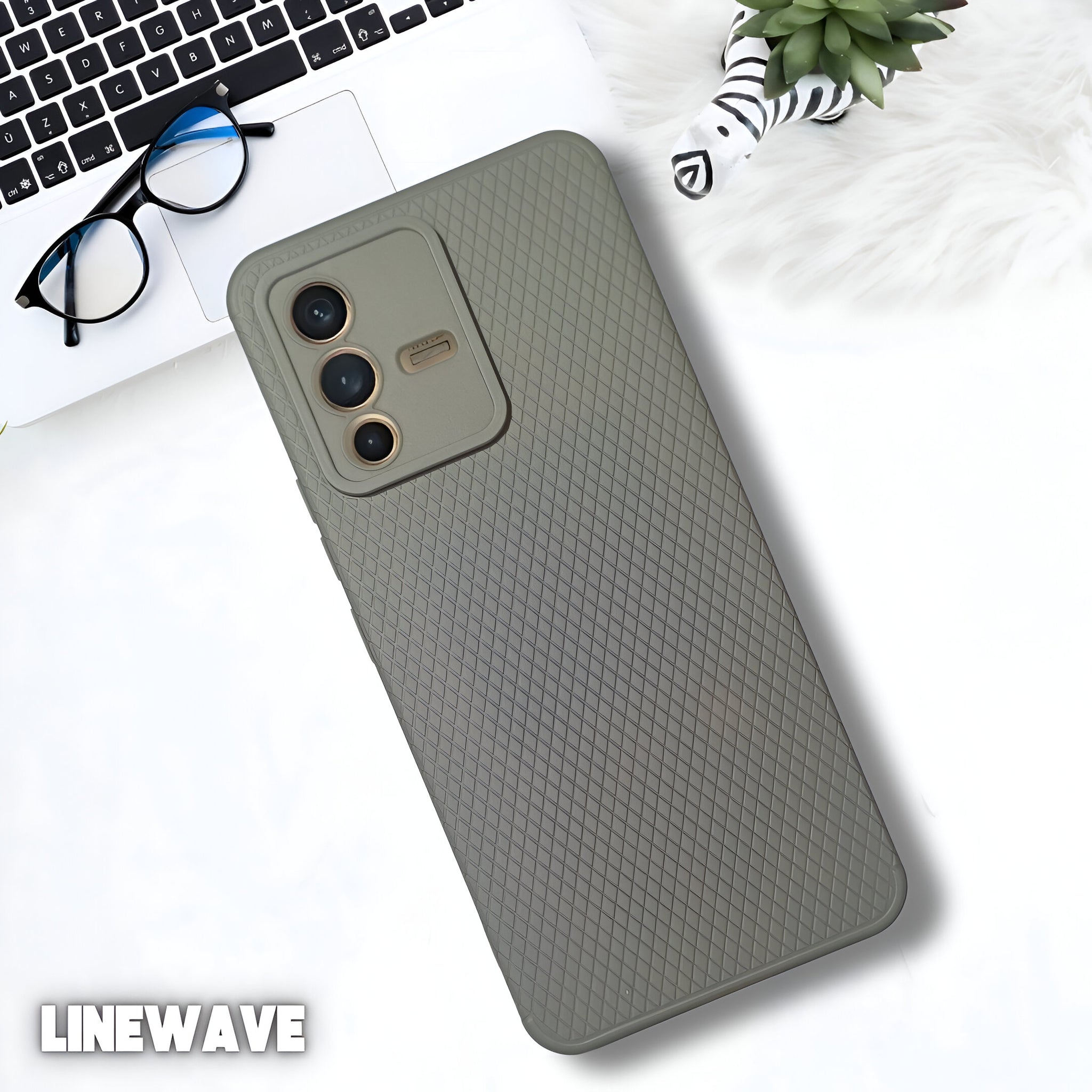 Grey Line Wave Silicone Case for Vivo V23