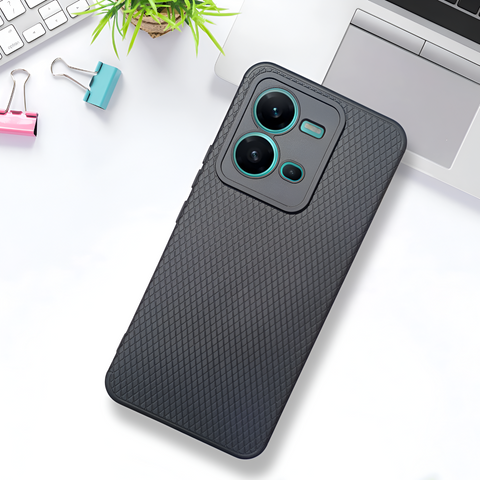 Black Line Wave Silicone Case for Vivo V25