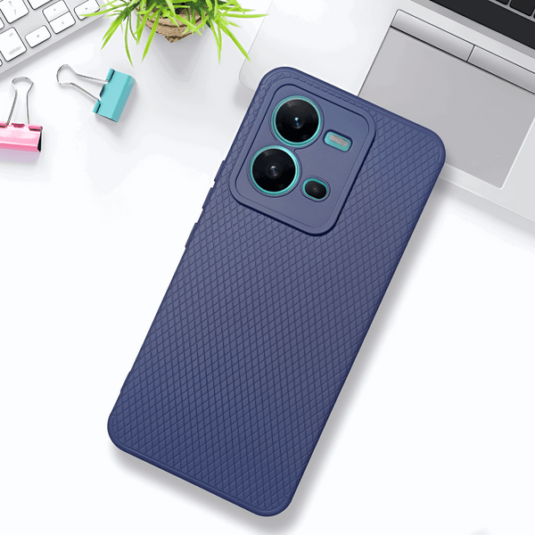 Dark Blue Line Wave Silicone Case for Vivo V25
