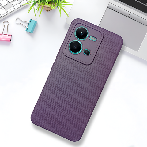 Deep Purple Line Wave Silicone Case for Vivo V25