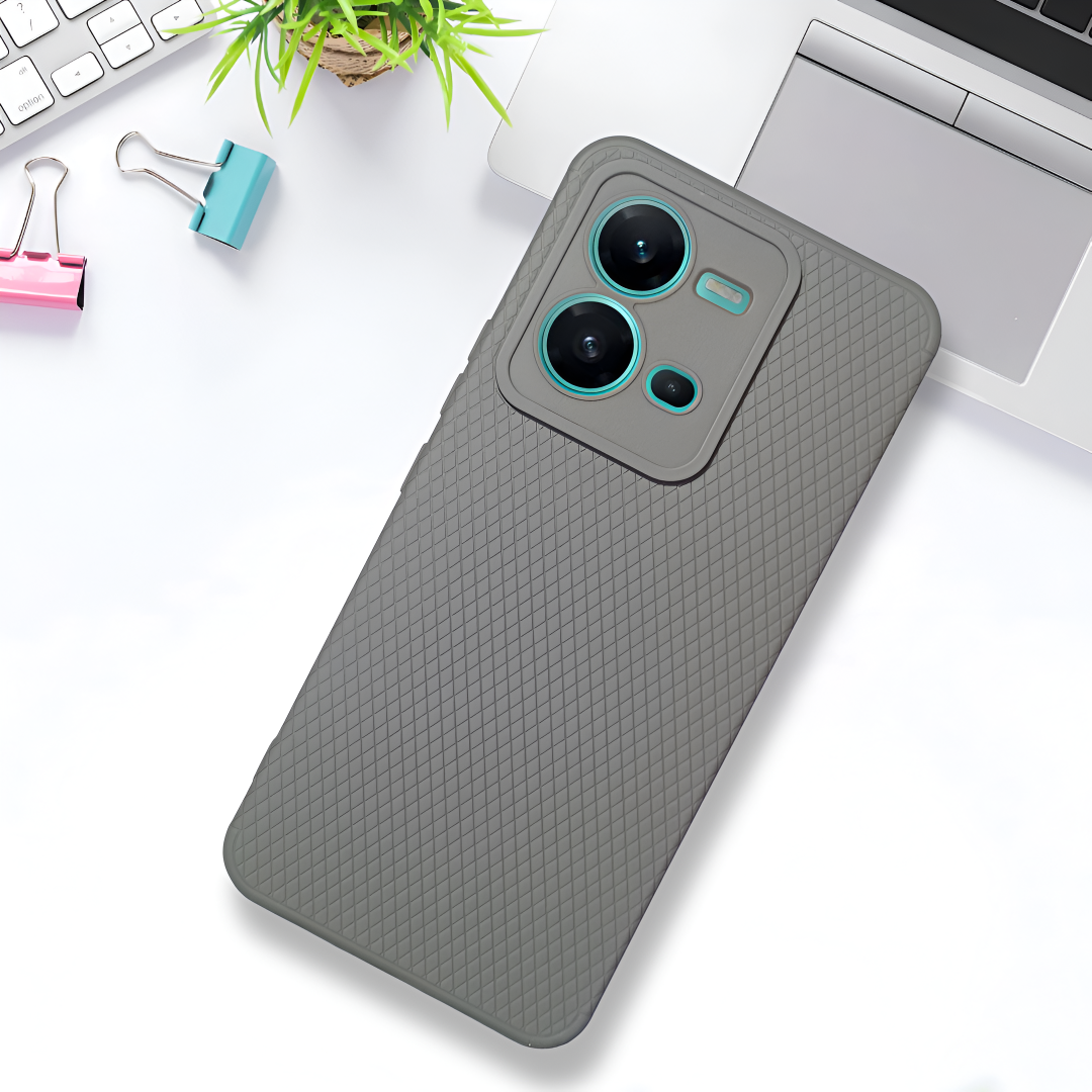 Grey Line Wave Silicone Case for Vivo V25