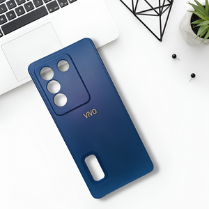 Dark Blue Candy Logo Cut  Silicone Case for Vivo V27 Pro