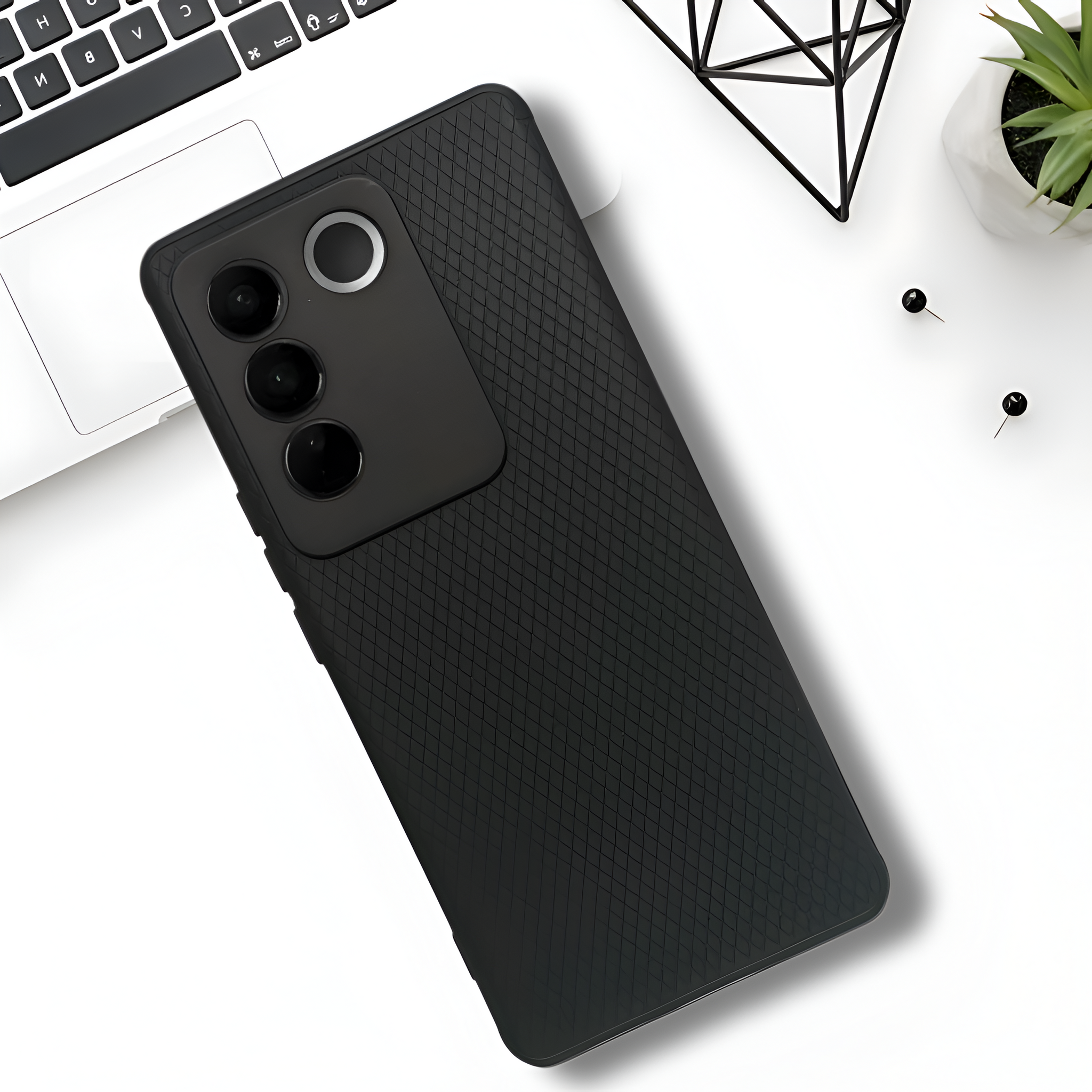 Black Line Wave Silicone Case for Vivo V27