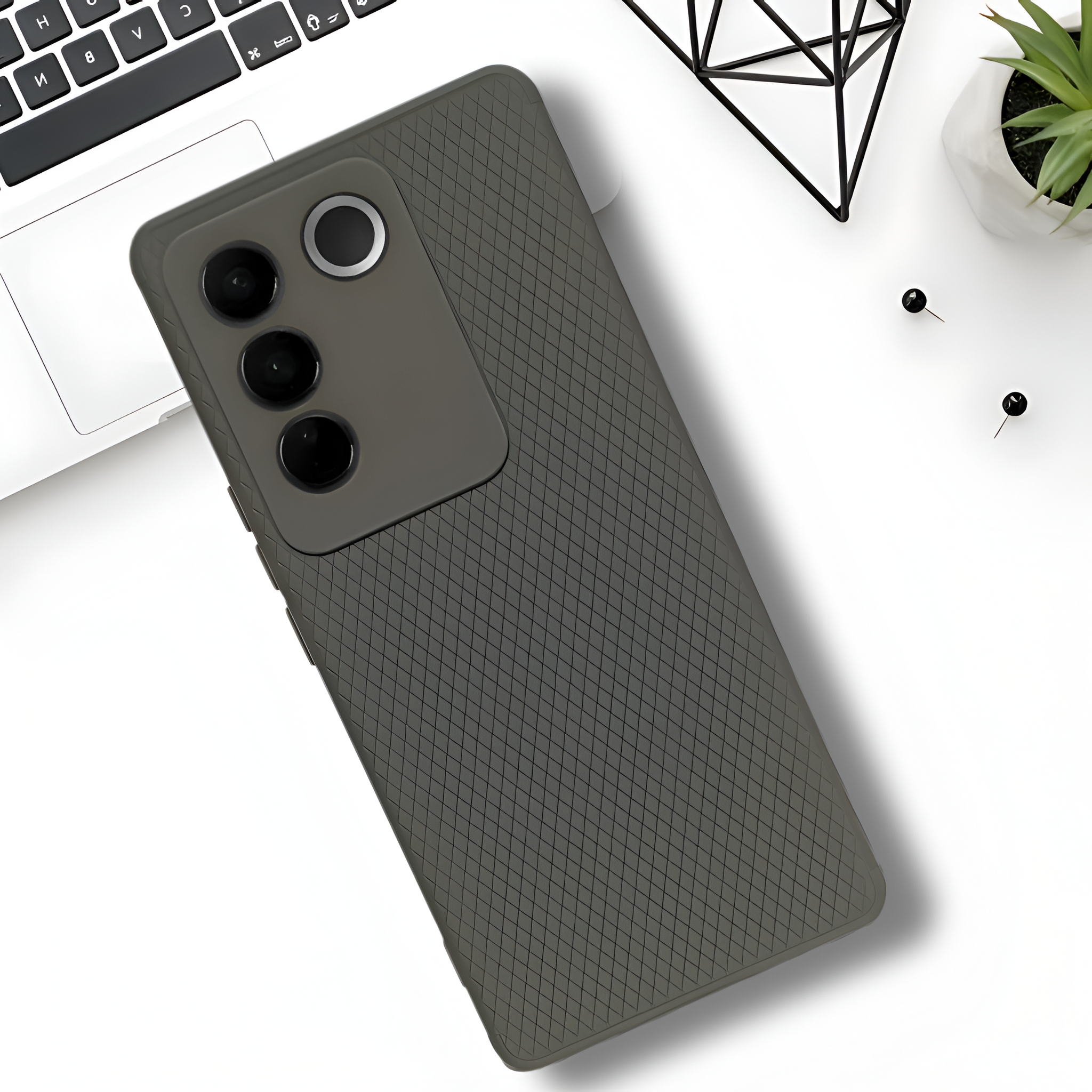 Grey Line Wave Silicone Case for Vivo V27 Pro