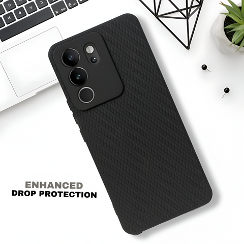 Black Line Wave Silicone Case for Vivo V29