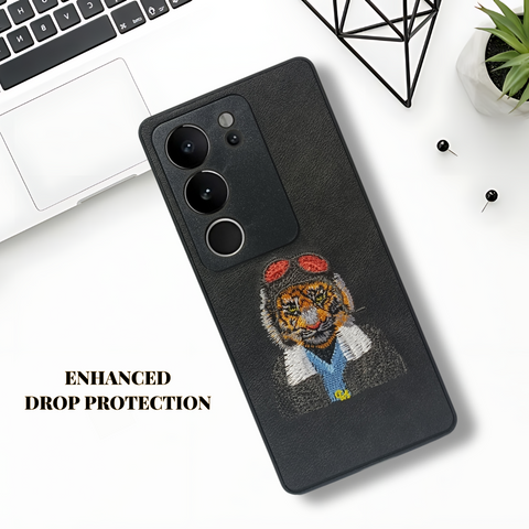 Black leather Black Red Cap Camera Ornamented for Vivo V29