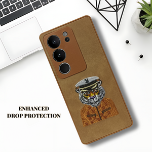 Brown Leather Captain Lion Camera Ornamented for Vivo V29