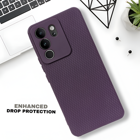 Deep Purple Line Wave Silicone Case for Vivo V29 Pro