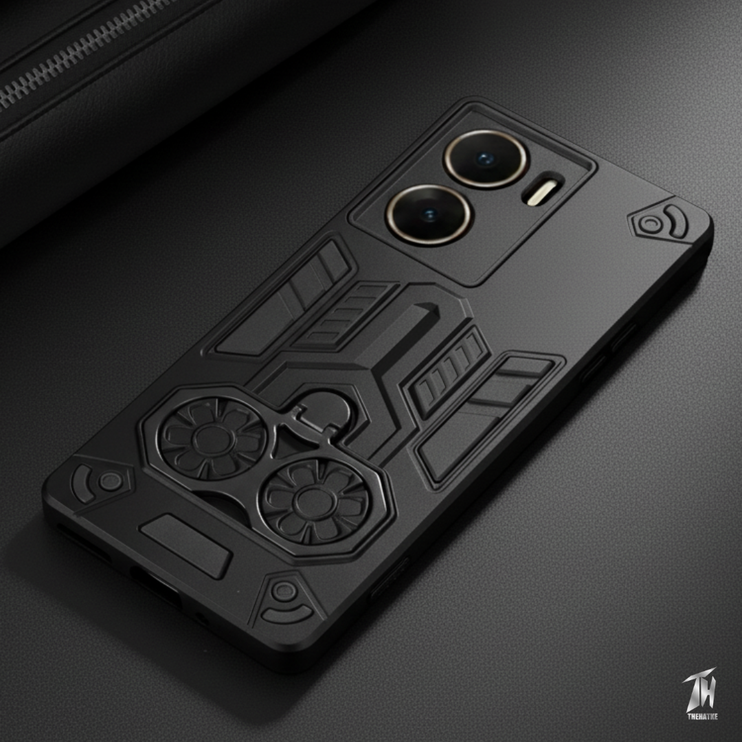 Black Cycle Armor Silicone Case for Vivo V29e