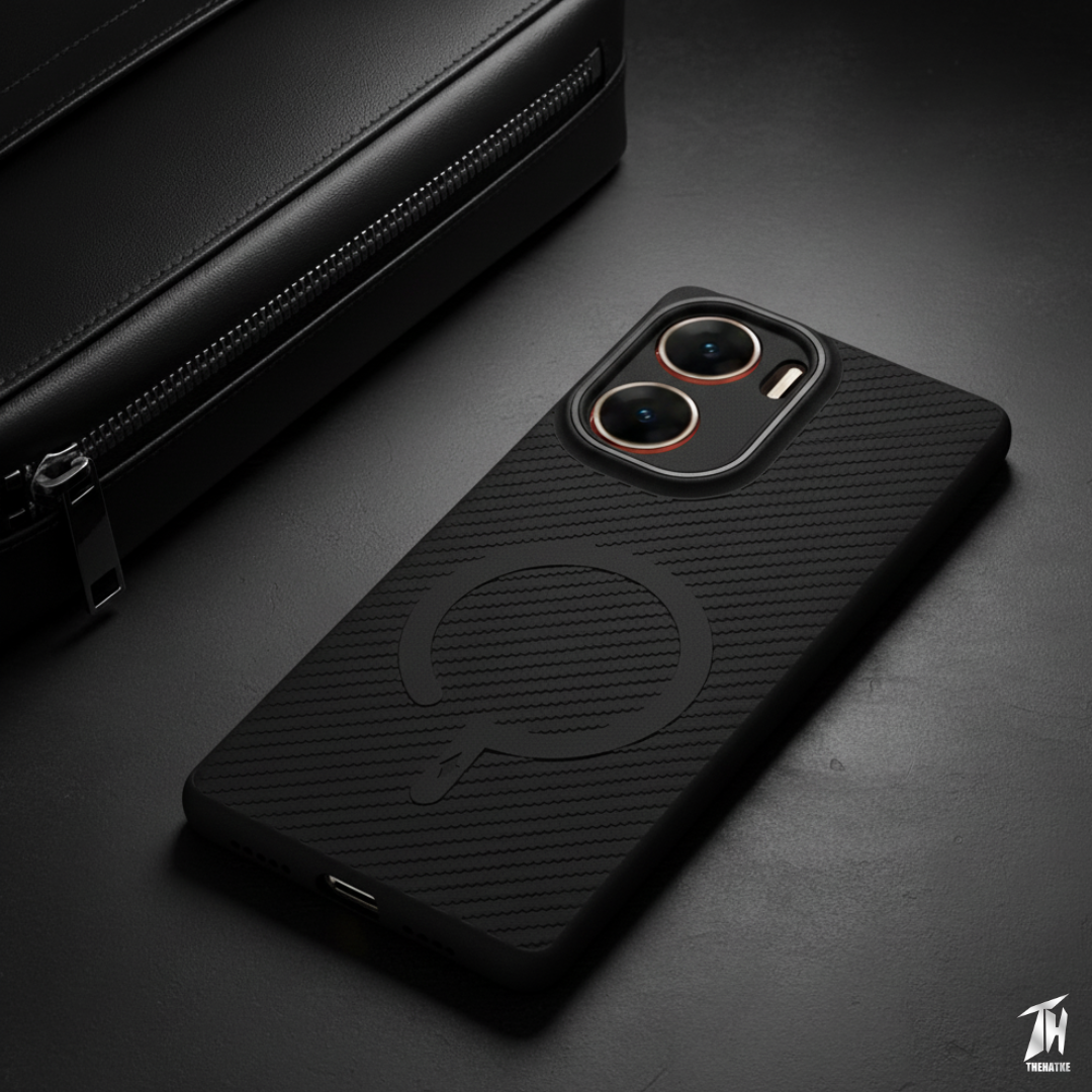 Gripon Black (Grey RING)Silicone Case for Vivo V29e