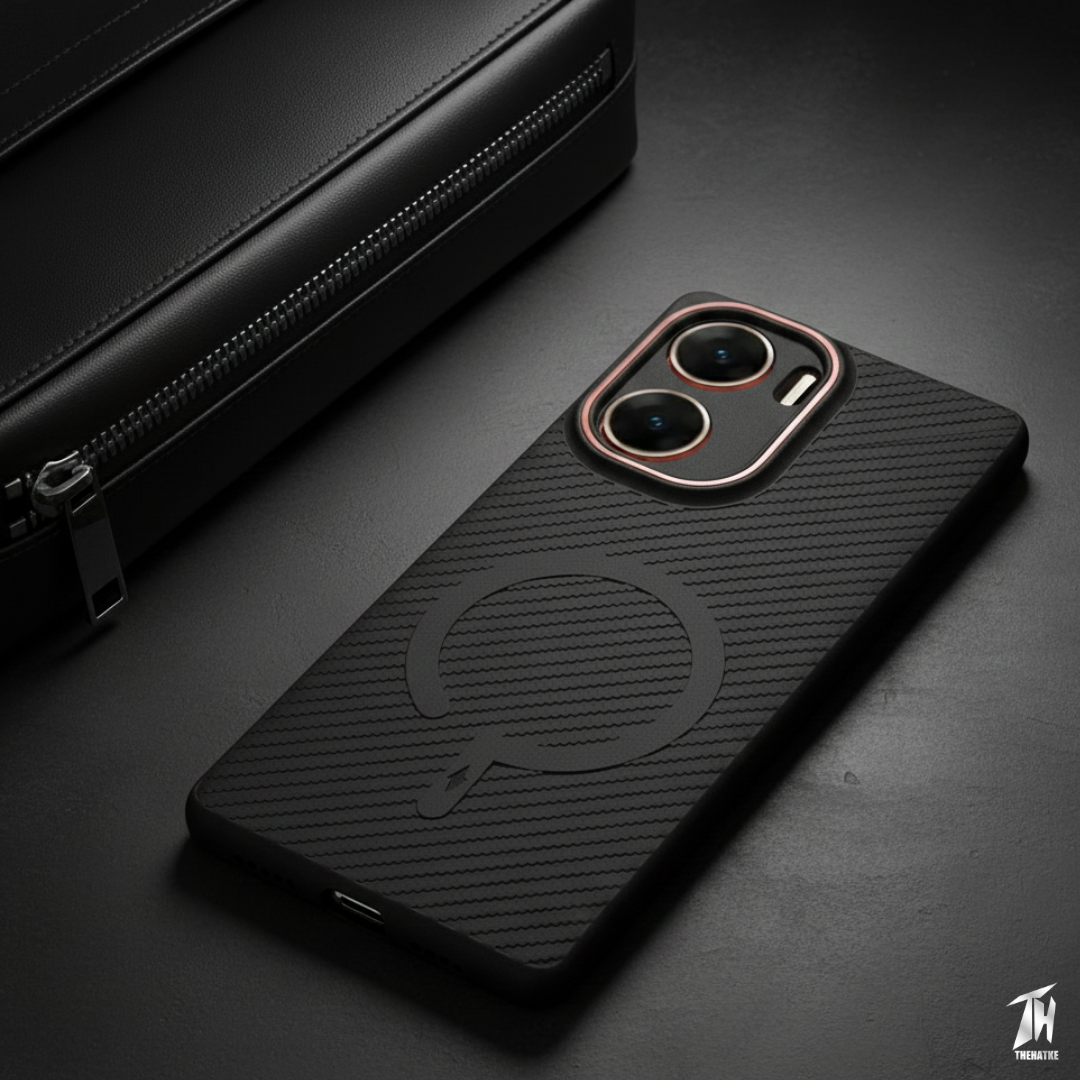 Gripon Black (ORANGE RING)Silicone Case for Vivo V29e