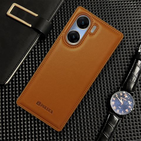 Prime Leather Brown Leather Case for Vivo V29e