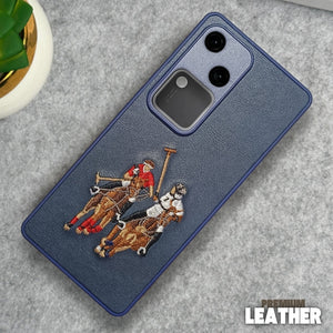 Blue Leather Dual Horse Rider Lion Camera Ornamented for Vivo V30