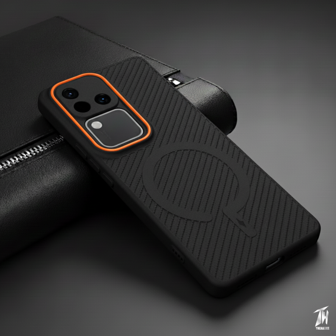 Gripon Black (ORANGE RING)Silicone Case for Vivo V30