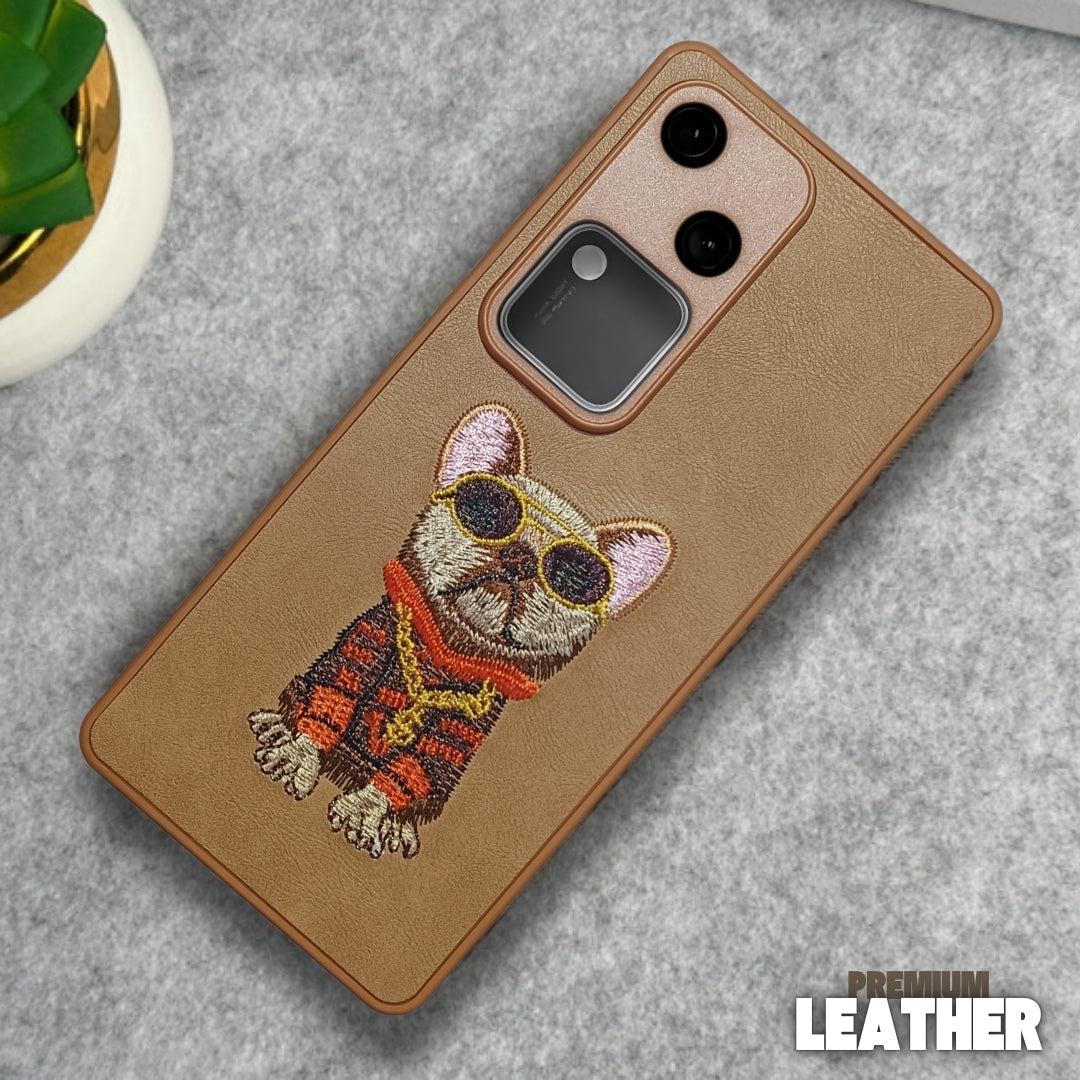 Brown Leather Bulldog Camera Ornamented for Vivo V30