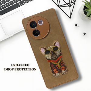 Brown Leather Bulldog Camera Ornamented for Vivo V30E