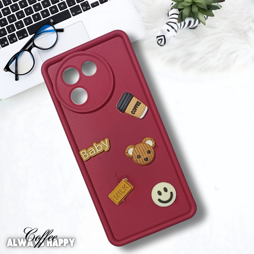 Mehroon COFFEE (ALWAYS HAPPY) Silicone case for Vivo V30E