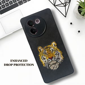 Black Leather Yellow Lion Camera Ornamented for Vivo V30E