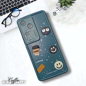 Green COFFEE (ALWAYS HAPPY) Silicone case for Vivo V30 Pro