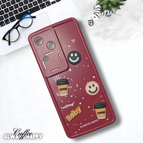Mehroon COFFEE (ALWAYS HAPPY) Silicone case for Vivo V30 Pro