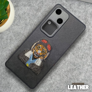 Black leather Black Red Cap Camera Ornamented for Vivo V30