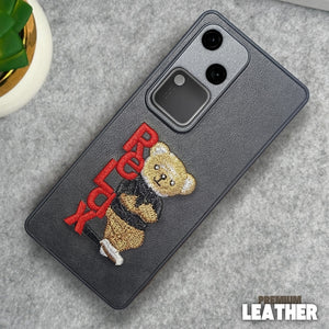 Black Leather Relax Teddy Lion Camera Ornamented for Vivo V30