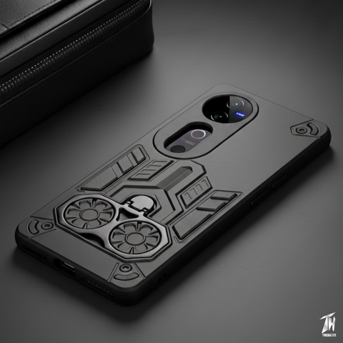 Black Cycle Armor Silicone Case for Vivo V40 Pro