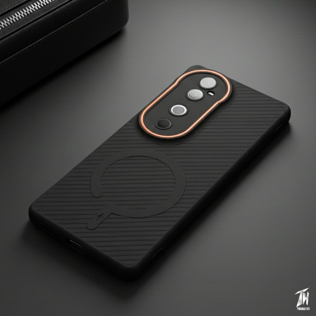 Gripon Black (ORANGE RING)Silicone Case for Vivo V40 Pro