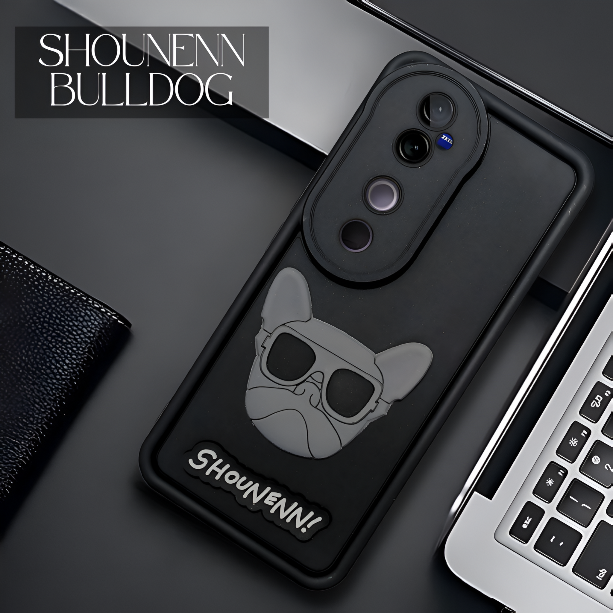 Black SHOUNENN BULLDOG Silicone case for Vivo V40 Pro