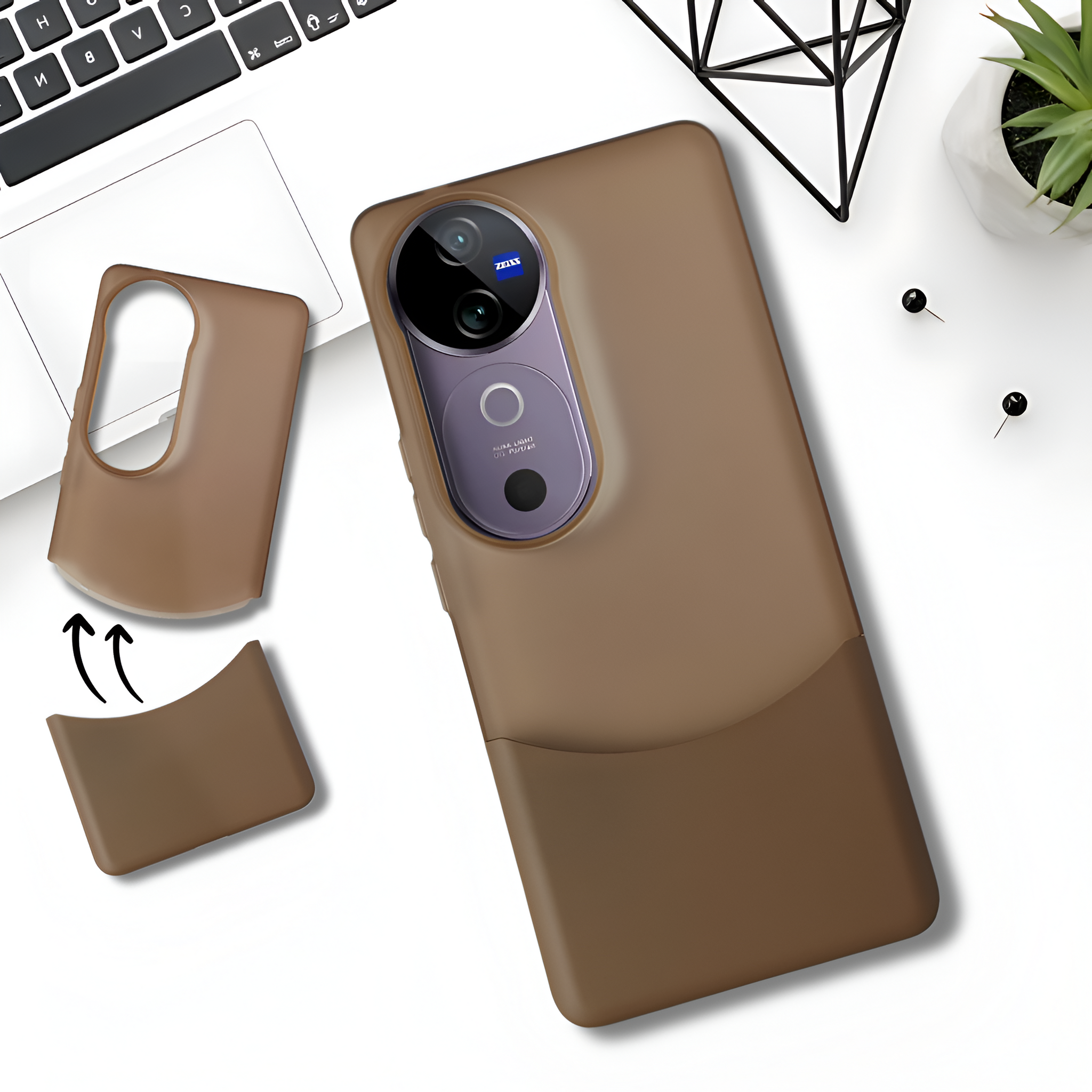 Brown Detach Matte Case for Vivo V40 Pro