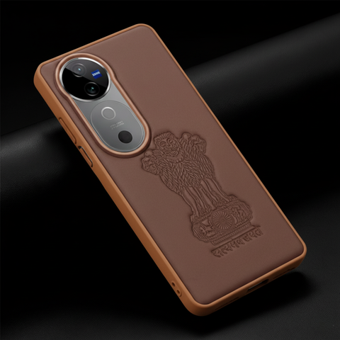 Ashoka Dark Brown Leather Case for Vivo V40