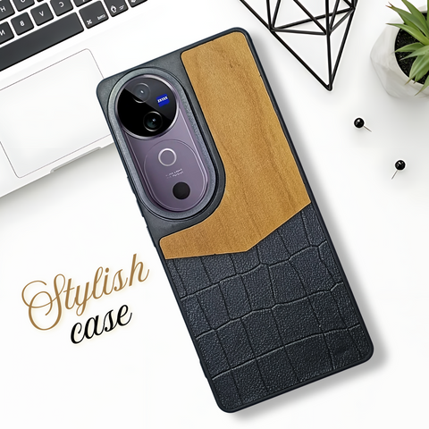 WoodTouch Brown Case for Vivo V40 Pro