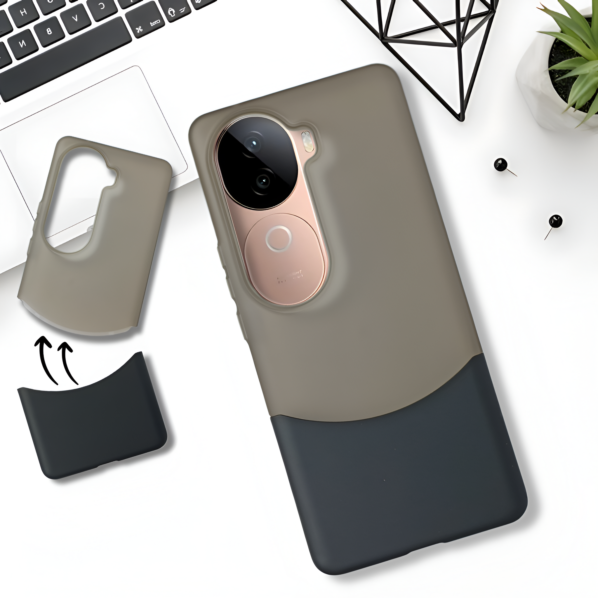 Black Detach Matte Case for Vivo V40E