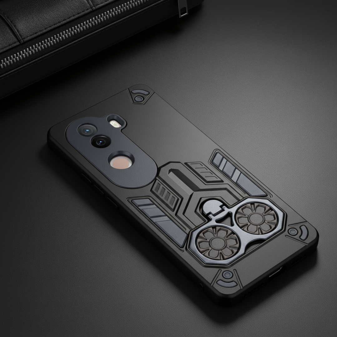 Black Cycle Armor Silicone Case for Vivo V40e