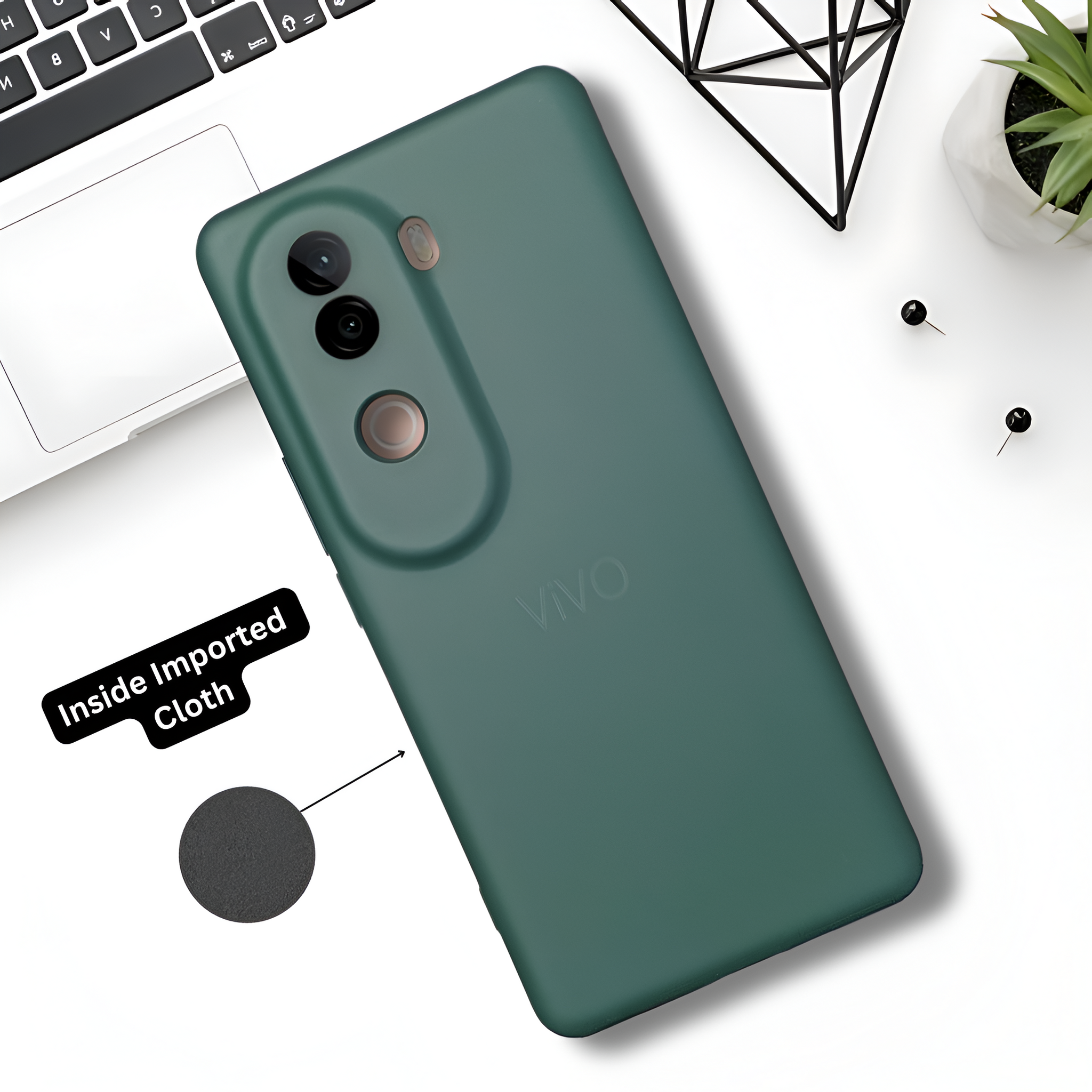 Dark green Camera Original Silicone case for Vivo V40E