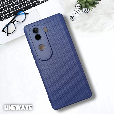 Dark Blue Line Wave Silicone Case for Vivo V40E