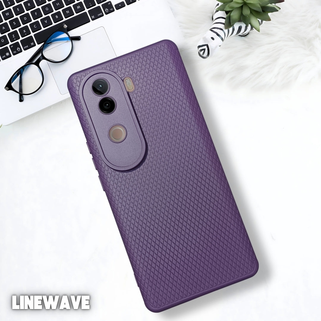Deep Purple Line Wave Silicone Case for Vivo V40E