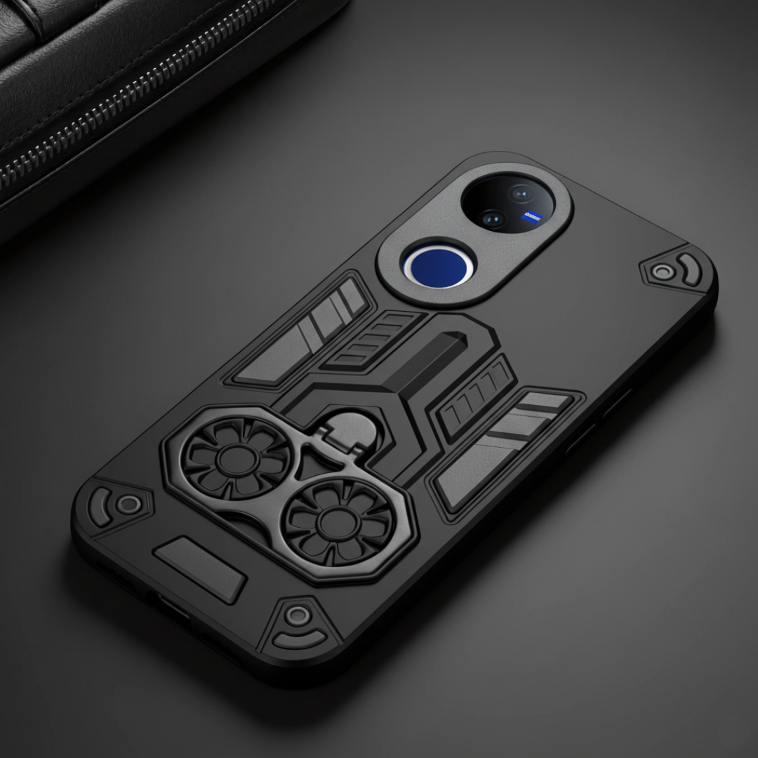 Black Cycle Armor Silicone Case for Vivo V50