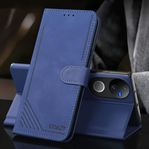 Velvet Dark Blue Flip Leather Case for Vivo V50