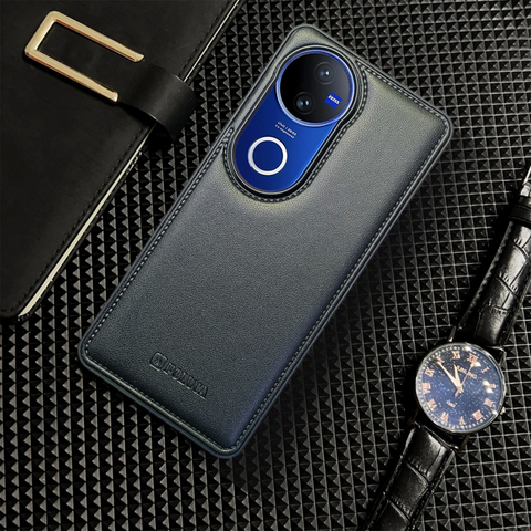 Prime Leather Black Leather Case For Vivo V50