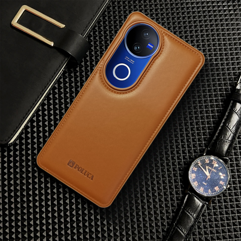 Prime Leather Brown Leather Case For Vivo V50