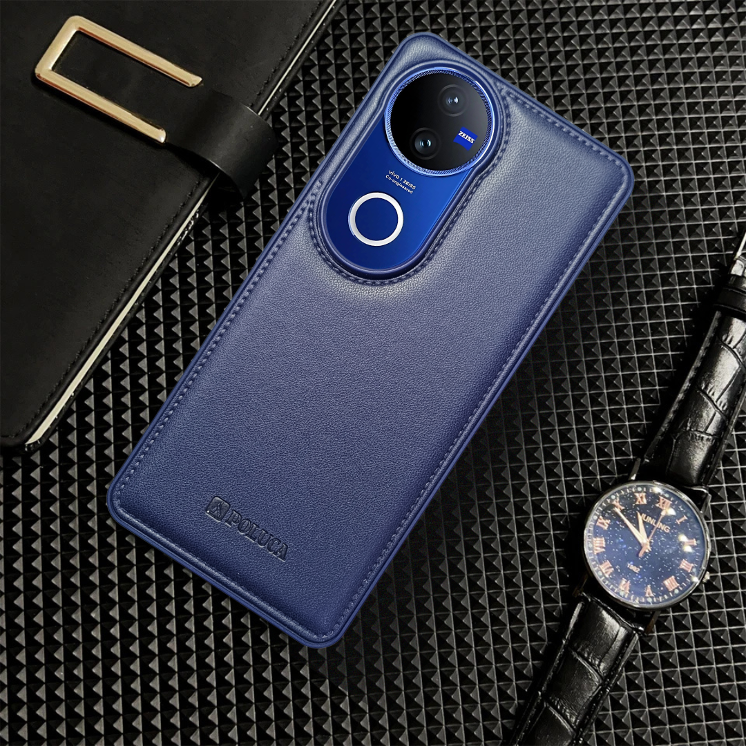 Prime Leather Dark Blue Leather Case For Vivo V50