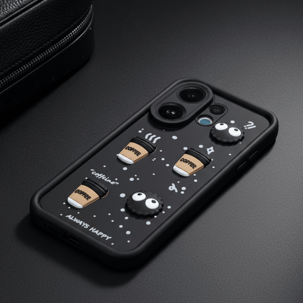 Black COFFEE (ALWAYS HAPPY) Silicone case for Vivo V60