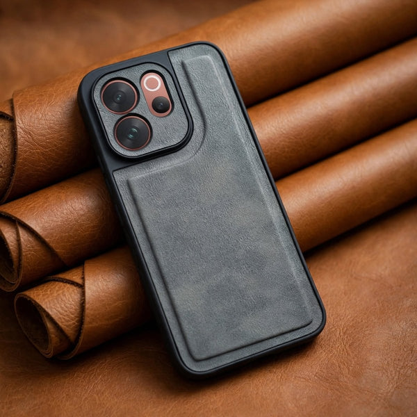 Velora Grey Leather Case for Vivo V70 Elite - The Hatke