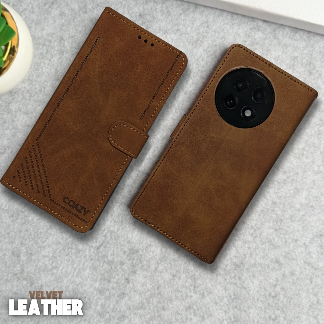 Velvet Brown Flip Leather Case for Oneplus 13R