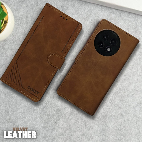 Velvet Brown Flip Leather Case for Oneplus 13R