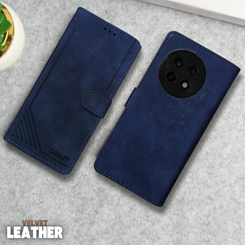 Velvet Dark Blue Flip Leather Case for Oneplus 13R