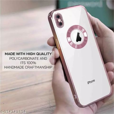 Pink 6D Chrome Logo Cut Transparent Case for Apple iphone X/Xs